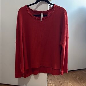 Anthropologie Red Long Sleeve Sweatshirt Boxy Relaxed Fit